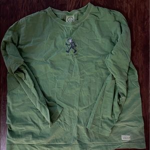 Green Long Sleeve Life is Good Camping Shirt